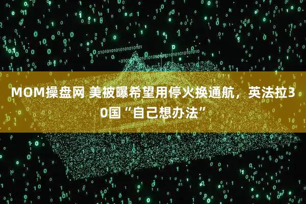 MOM操盘网 美被曝希望用停火换通航，英法拉30国“自己想办法”
